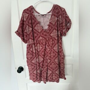 Elegant Burgundy Patterned Jumpsuit